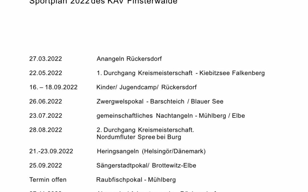 Sportplan 2022 des KAV