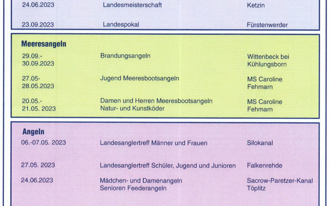 Veranstaltungskalender 2023 des Landesanglerverbandes Brandenburg e.V.